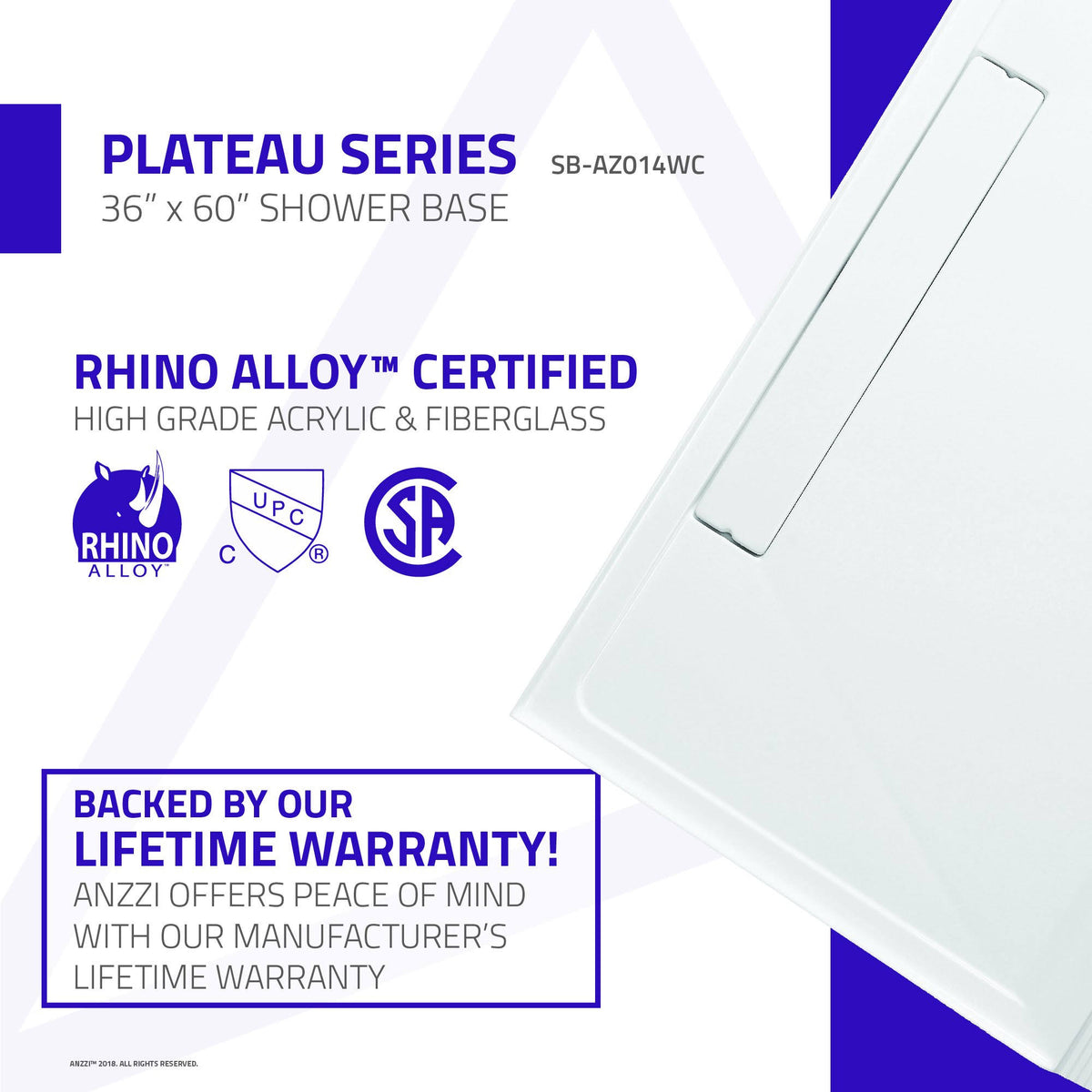 White 60 in. x 36 in. Shower Base D6859
