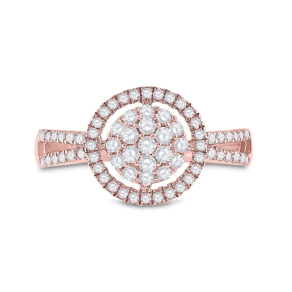 10kt Rose Gold Diamond Circle Cluster Ring 1/2 Cttw Size 7.5 R945