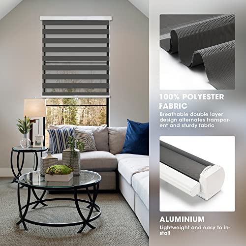 White 24" W x 72" H Cordless Zebra Roller Blinds Q16308