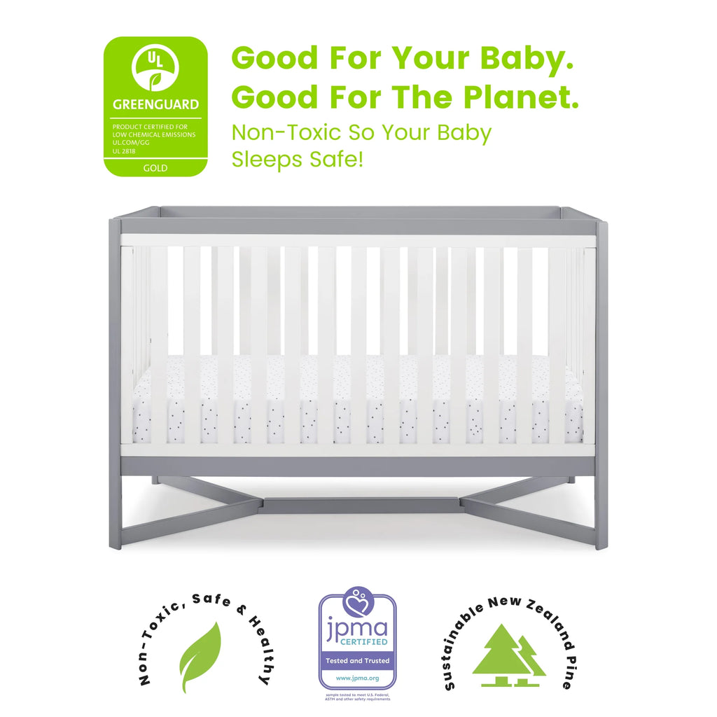 White/Gray 4-in-1 Convertible Crib J339637