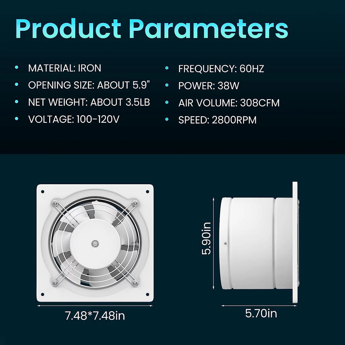 White 6 Inch Wall Mount Exhaust Fan Z71518