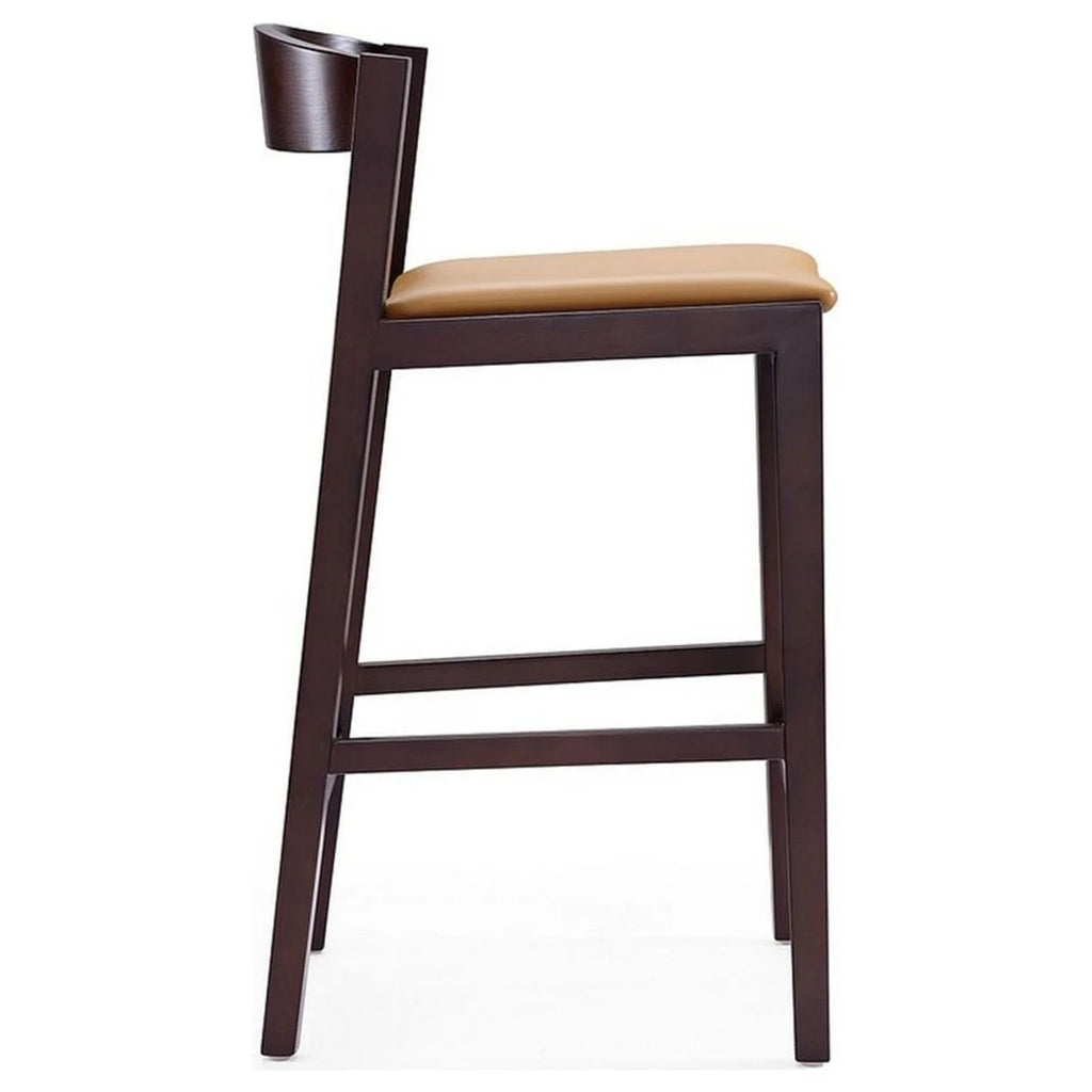 Camel and Dark Walnut Beech Wood Counter Height Bar Stool (Set of 2) T73579