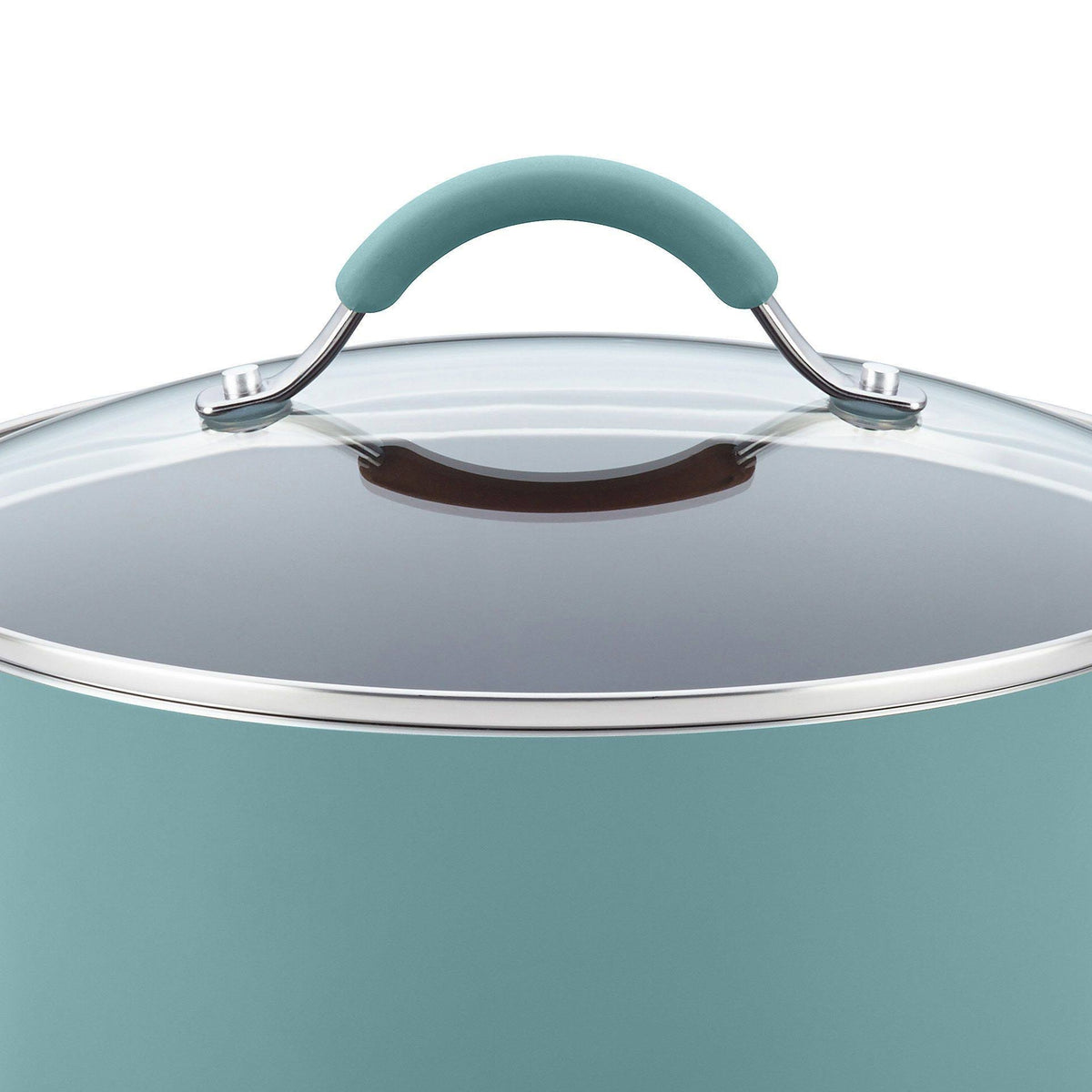 Hard Enamel Nonstick 8-Quart Covered Oval Pasta Pot with Pour Spout, Agave Blue G3209
