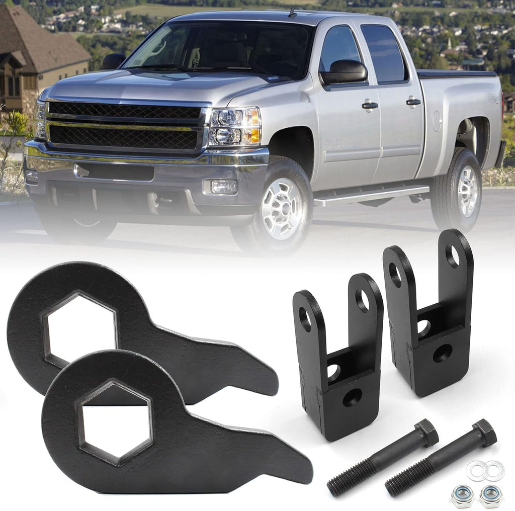 Torsion Bars Key with Shock Extender Brackets Compatible with 1999-2007 Chevrolet Silverado & GMC Sierra 1500 1-3 Inch Forged Adjustable Suspension Leveling Lift Kits Pack of 2 L895457