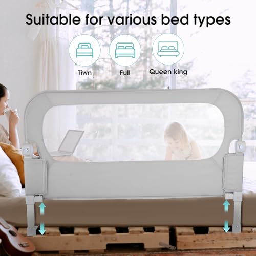 47" Toddler Bed Side Rails for Twin, Full, Queen Bunk Size Bed Swing Down Bedrail A166178