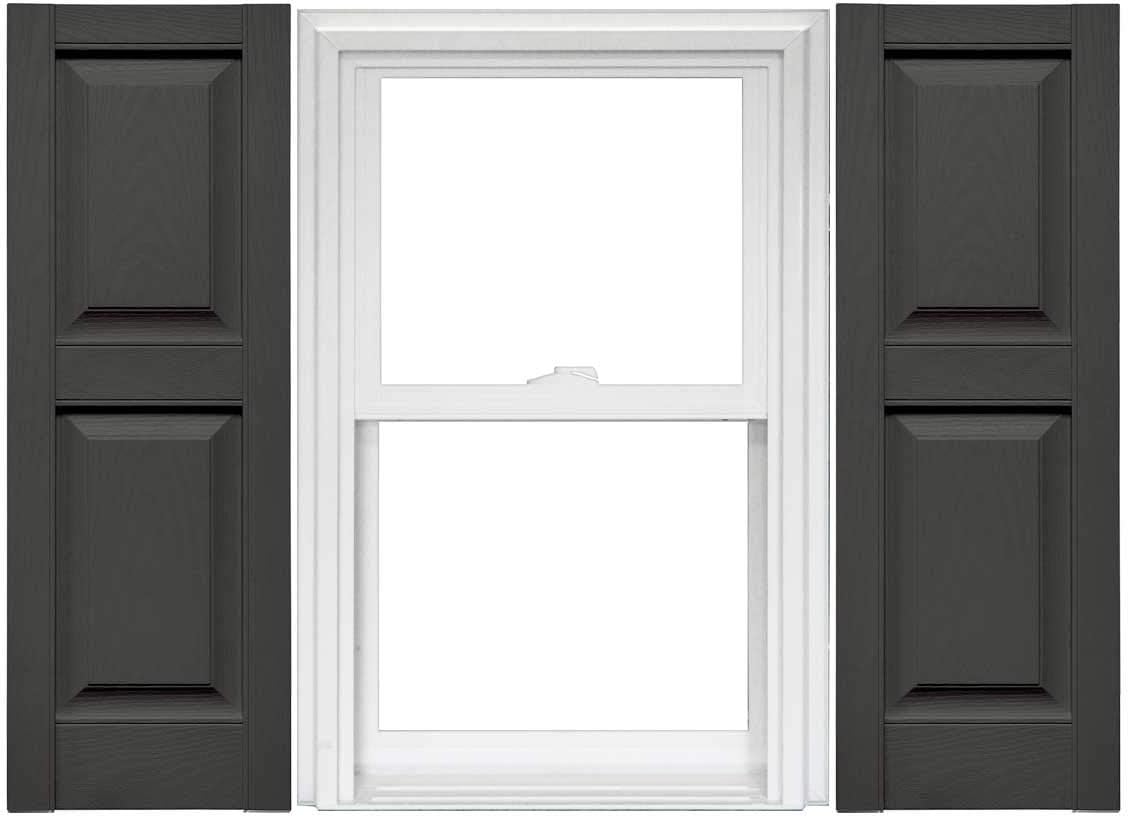 Raised Panel Vinyl Shutters (1 Pair) - 14.75 x 75 Musket Brown J865383
