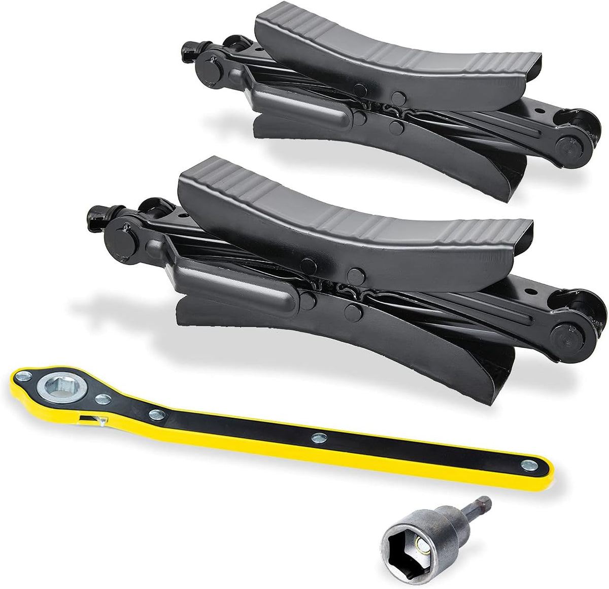 X Shaped Wheel Chock Stabilizers for RV Travel Trailer, Scissor 2 Sets with Accessories Pack of 2 Q9904