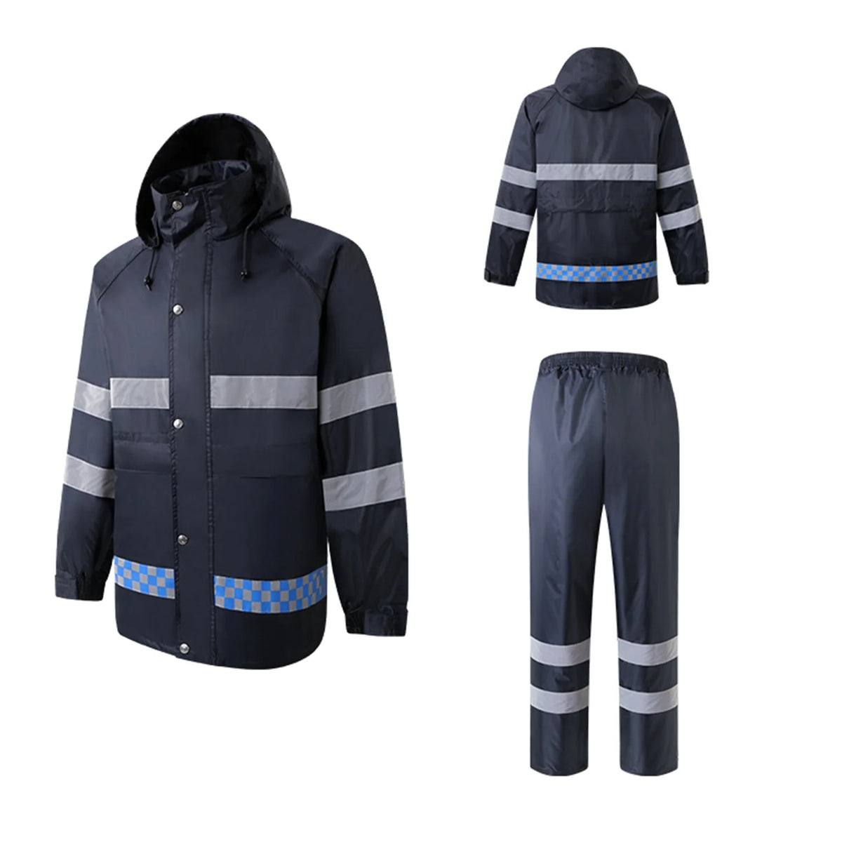 High Visibility Reflective Waterproof Raincoat Suits Rain Gear Motorcycle Cycling Rain Poncho Jacket Hooded Rainwear Four Season XXL B59244