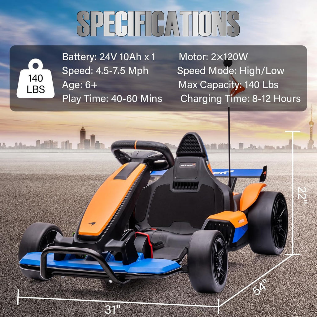 24V Electric Go Kart with 10AH Battery, 2×120W Motor J369