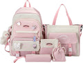5Pcs Backpacks Combo Set with Bear Pendant & Pins N948