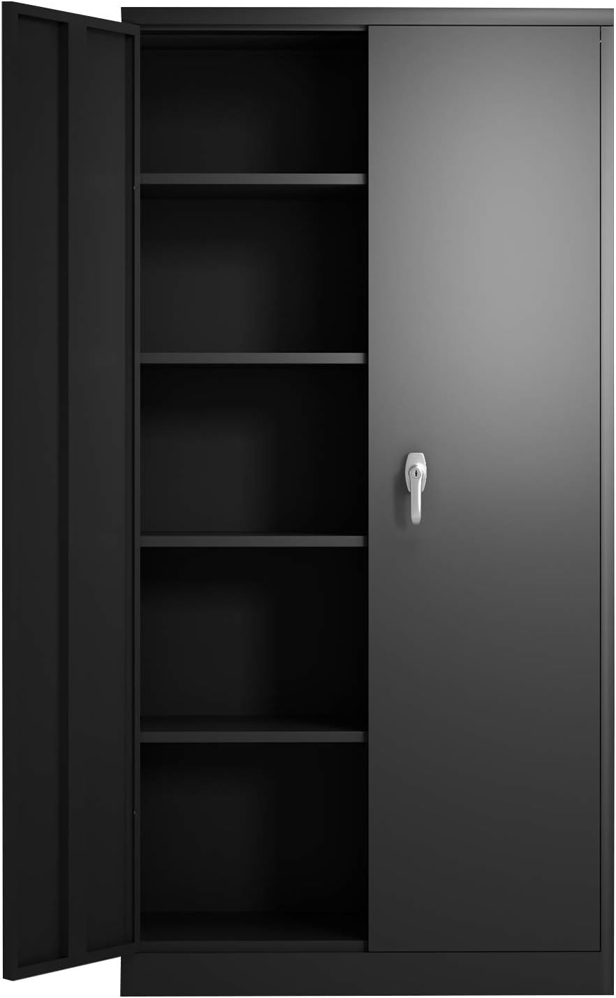 Black Steel Storage Cabinet with 2 Doors and 4 Adjustable Shelves C7761