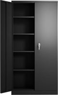 Black Steel Storage Cabinet with 2 Doors and 4 Adjustable Shelves C7761