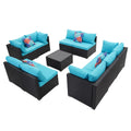 Antique White Rattan Sofa Sectional Set D9253
