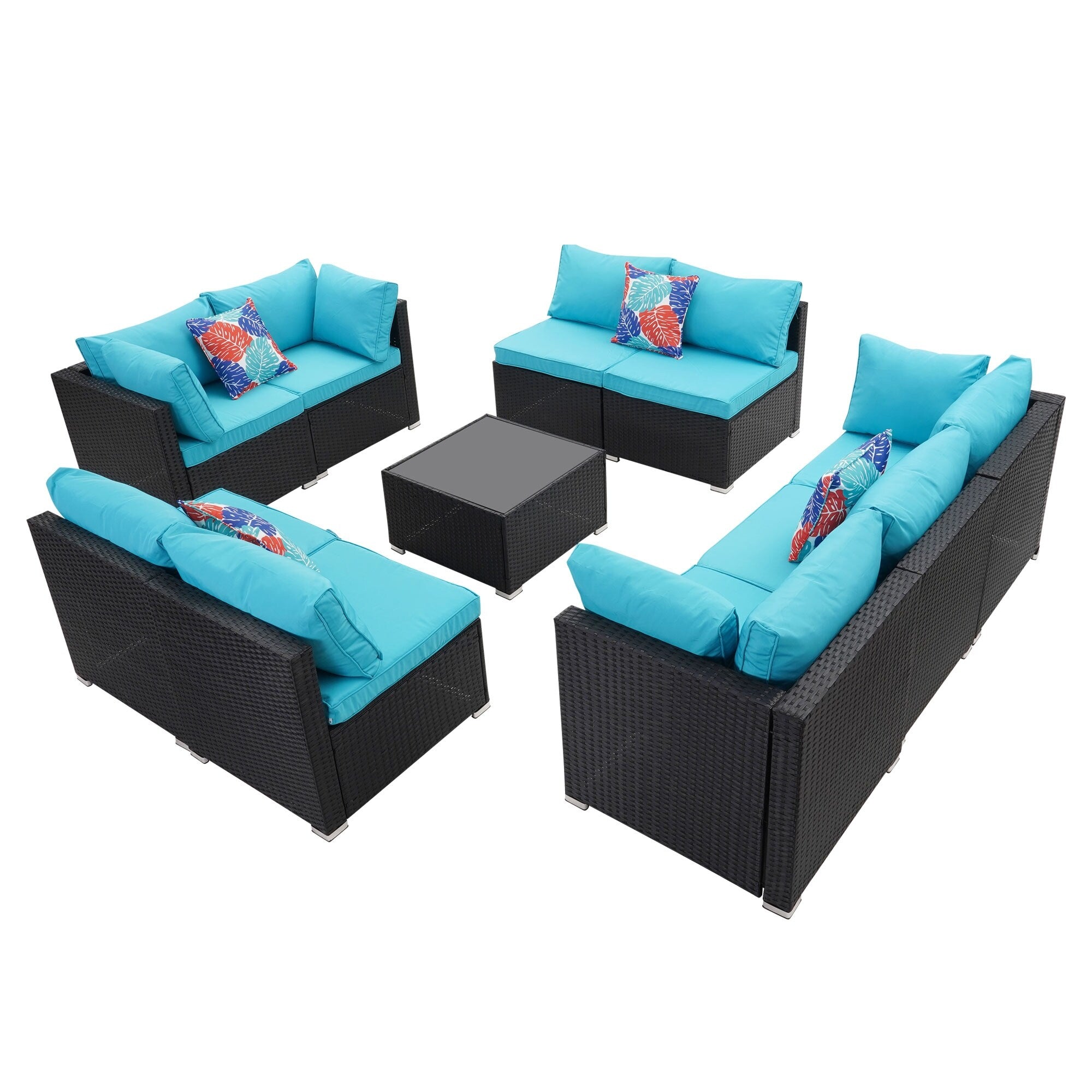 Antique White Rattan Sofa Sectional Set D9253
