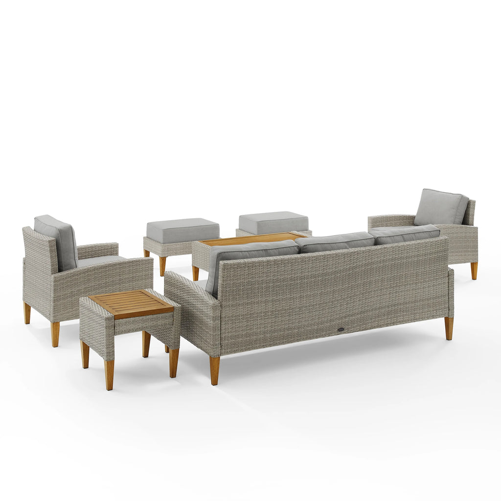 7 Pc Outdoor Wicker Sofa Set Gray U54182