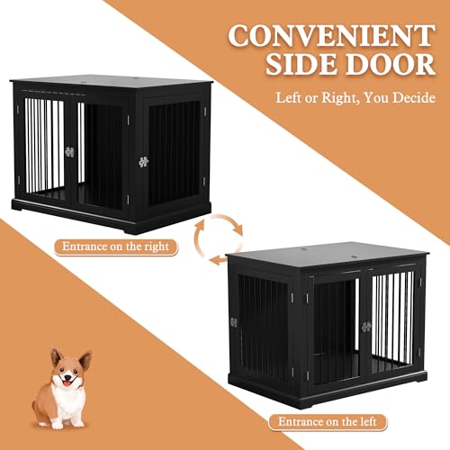 Large Wooden Dog Crate with Cushion and Flip Top, Black G53832