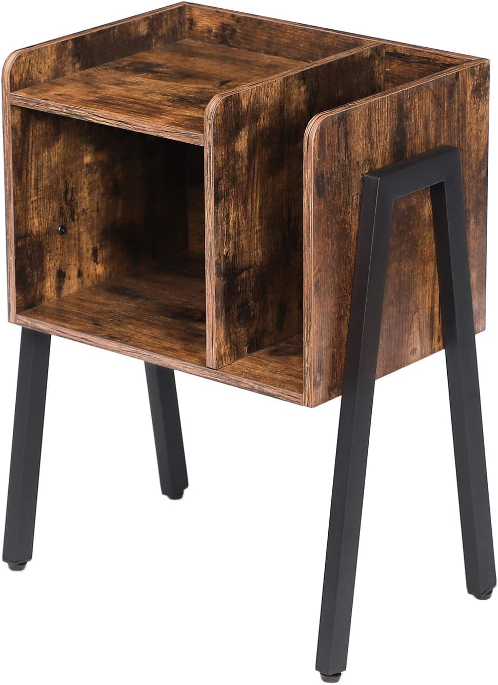 Rustic Brown Stackable End Table with Metal Frame H4971