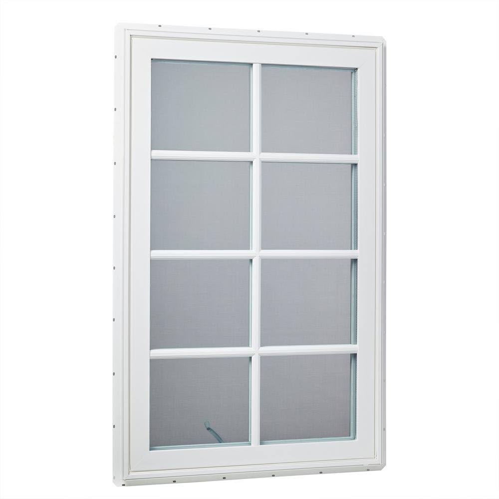 White Right-Hand Vinyl Casement Window with SDL Outside Grids and Screen A2186