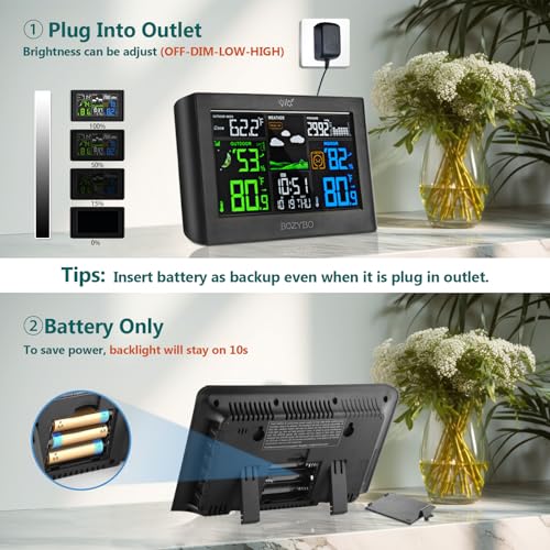Wireless Indoor Outdoor Thermometer with Atomic Clock Temperature Humidity Monitor R926359