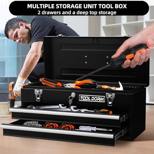 Black 3 Drawer Steel Metal Tool Box G2777