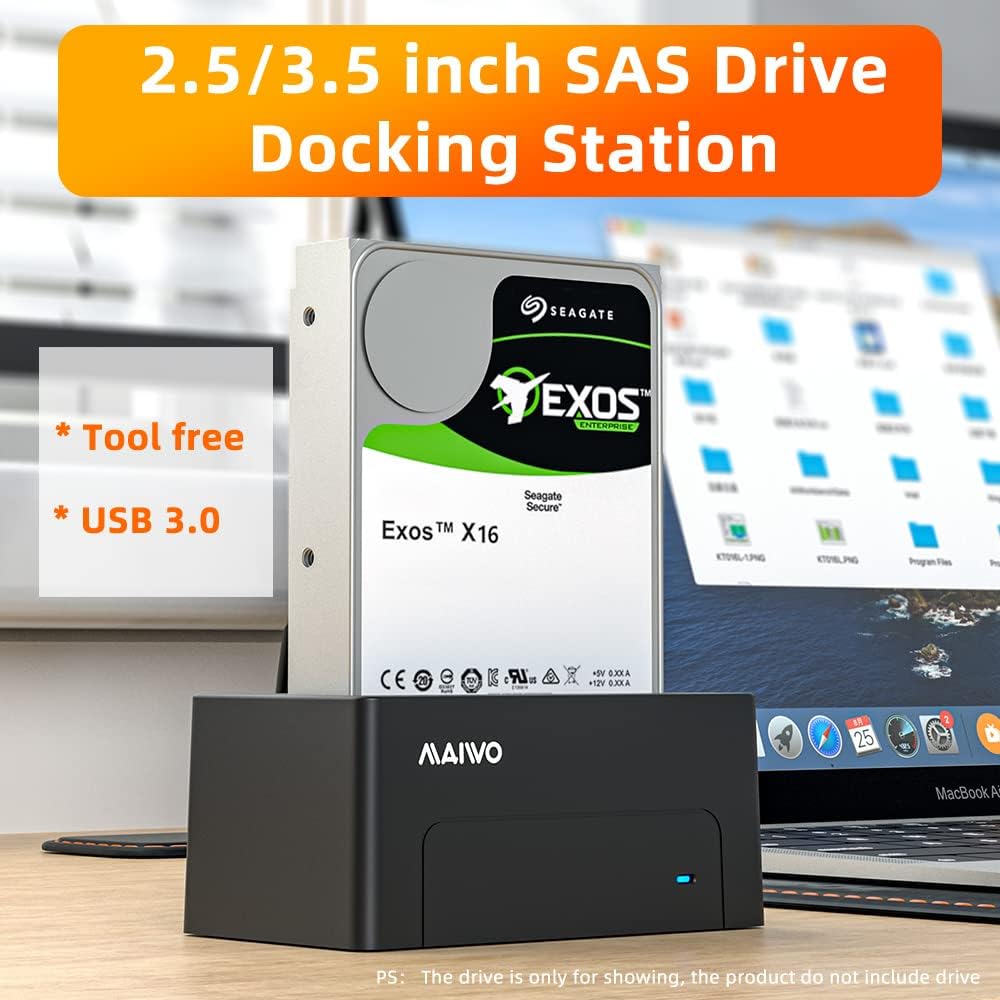 SAS to USB 3.0 External Hard Drive Docking Station Adapter Reader with Indicator Light Support 2.5 3.5 inch SAS Tool Free Storage Expansion P125997