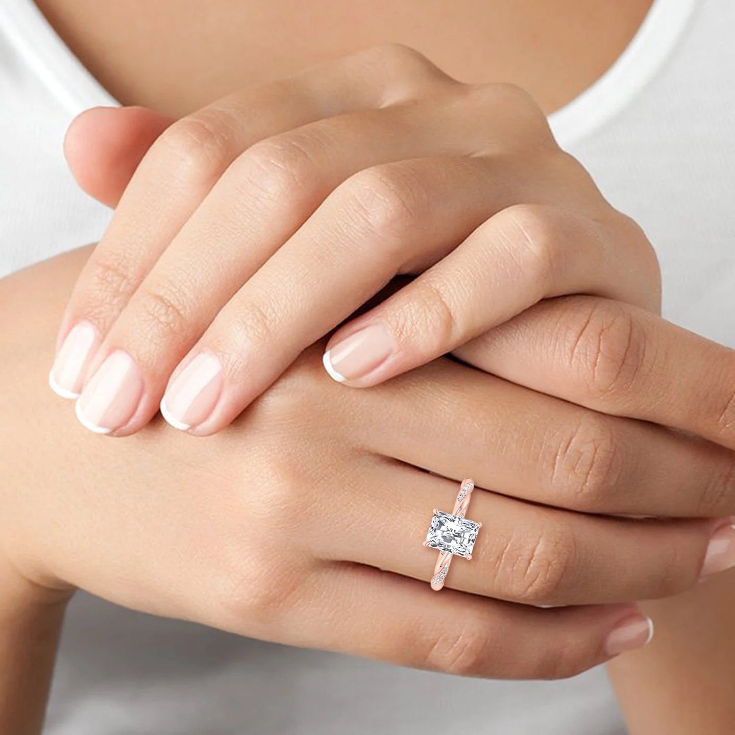 Radiant Cut Twisted Band Moissanite Lab-Diamond Engagement Ring F66723