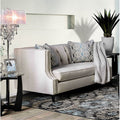 Beige Microfiber Nailhead Loveseat D81435