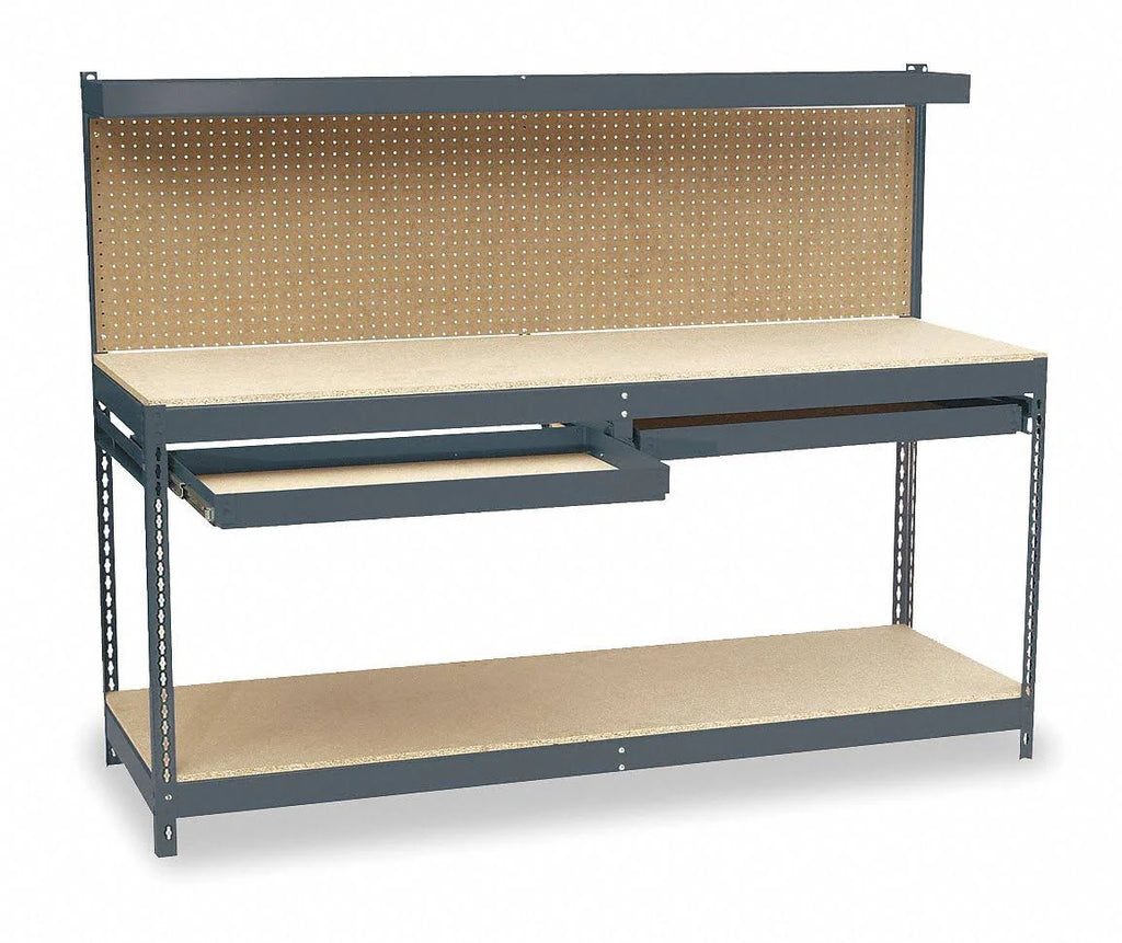 Gray Particleboard Workbench 72 inch W 24 inch D C65512