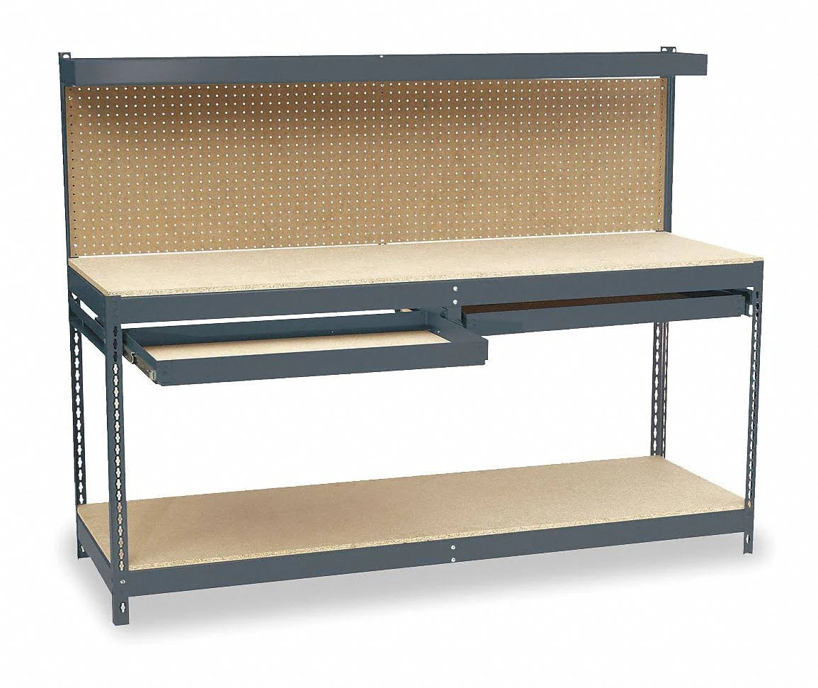 Gray Particleboard Workbench 72 inch W 24 inch D C65512