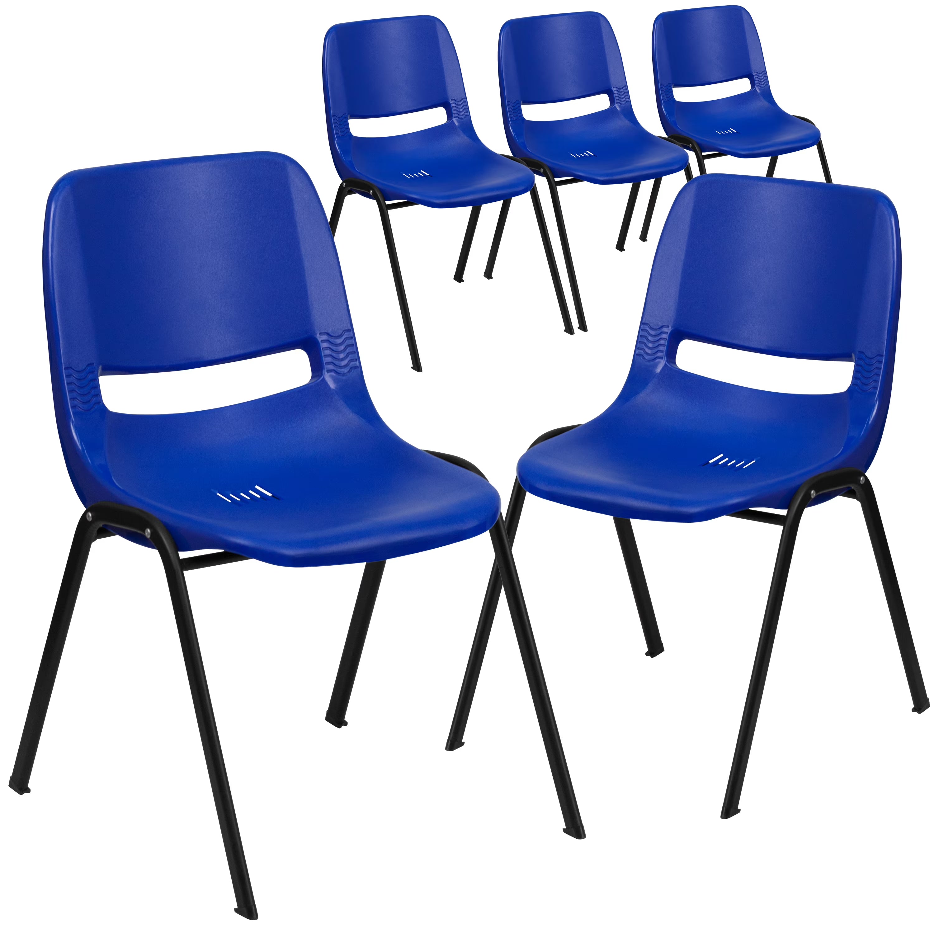 Navy Ergonomic Shell Stack Chair with Black Frame J125147