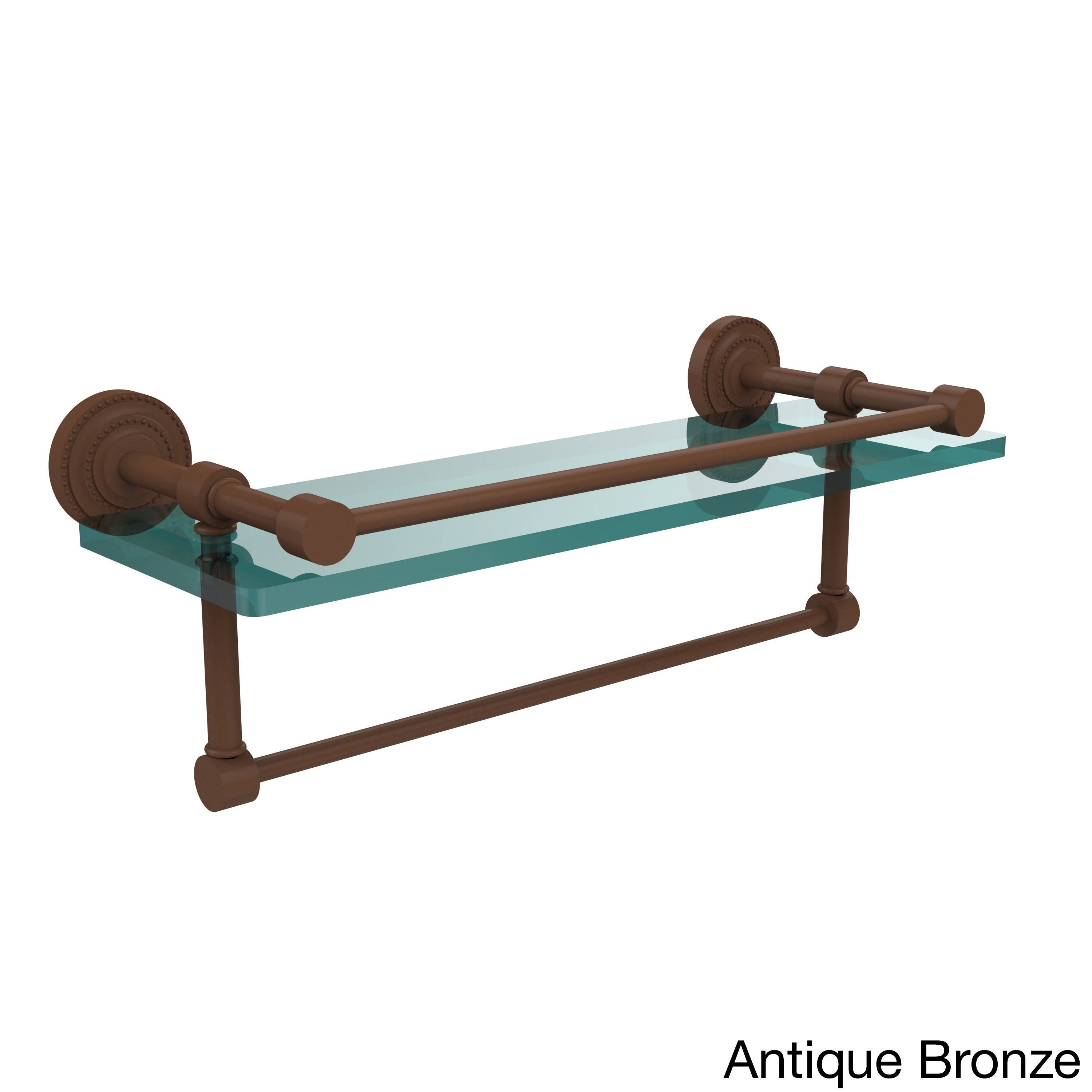 16x22 Glass Shelf with Towel Bar Satin Nickel X615