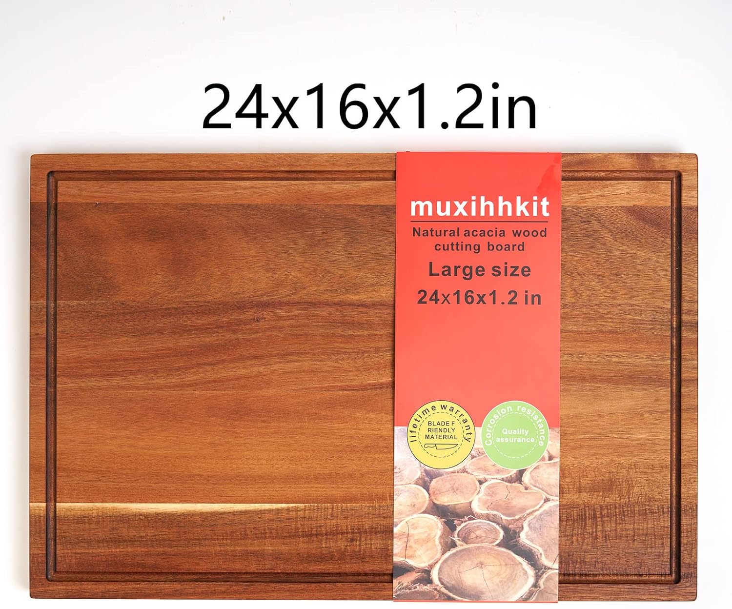 Acacia Wood Cutting Board with Juice Slot and Handle P643