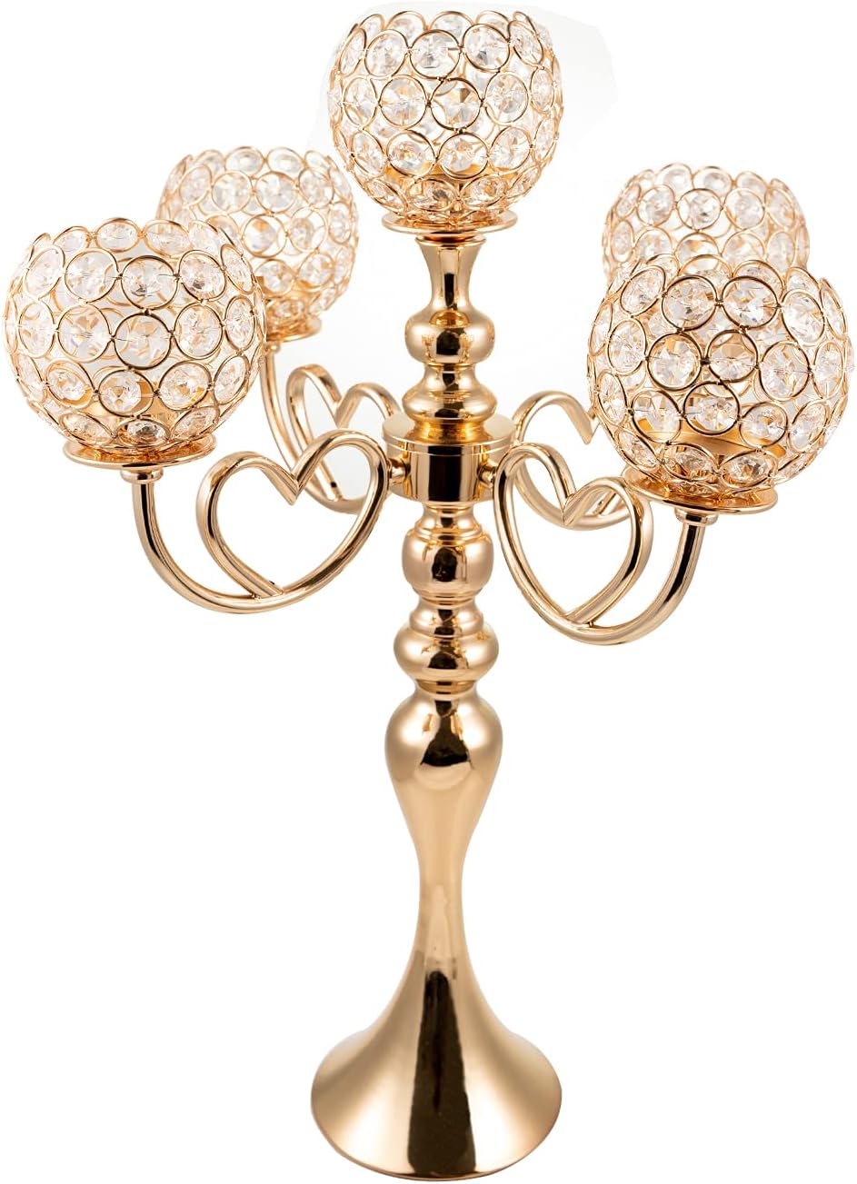 Gold Crystal Candle Holders, Pack of 2 M6701