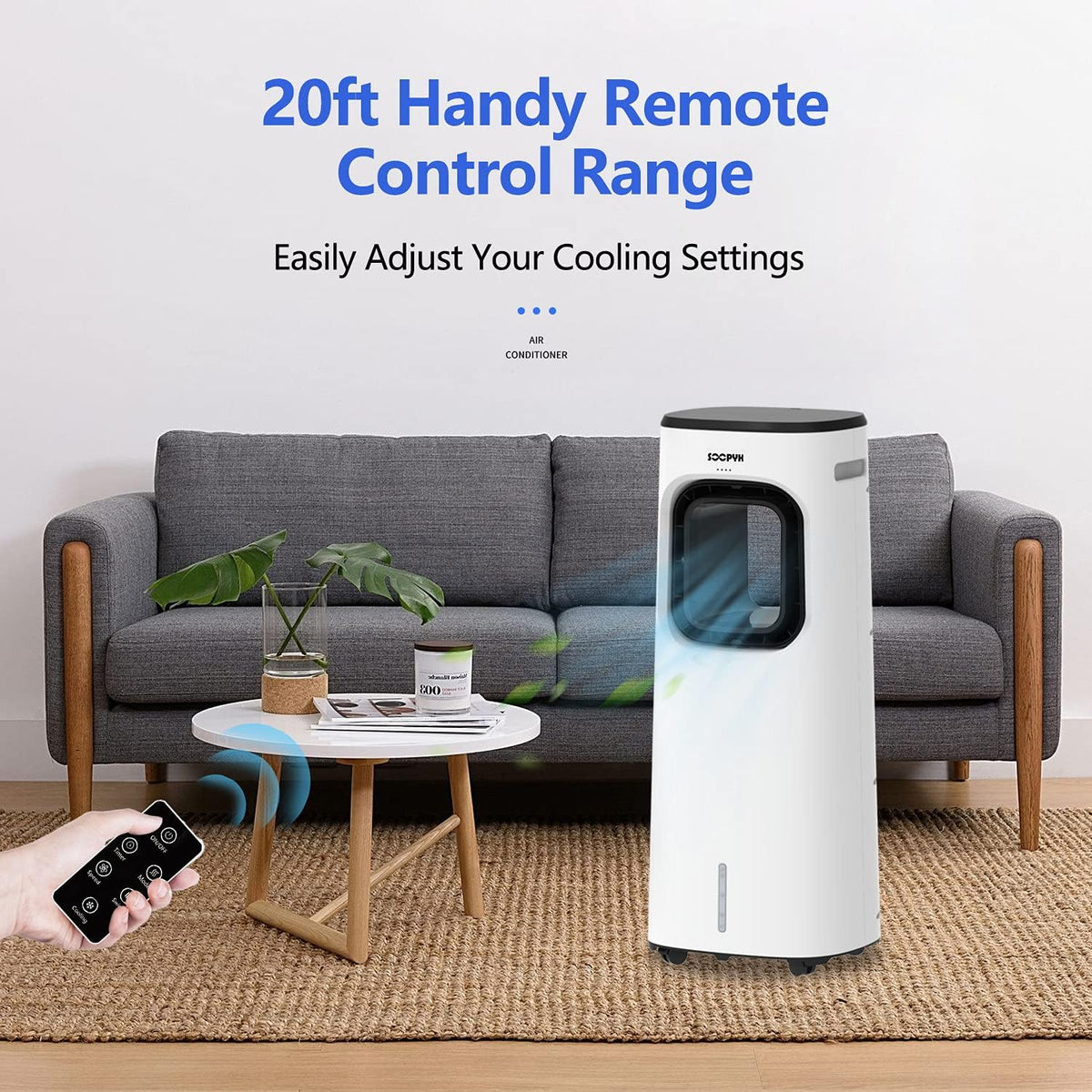 Evaporative Bladeless Cooler Fan with Humidifier, 3 Wind Speeds, 4 Modes Z475575