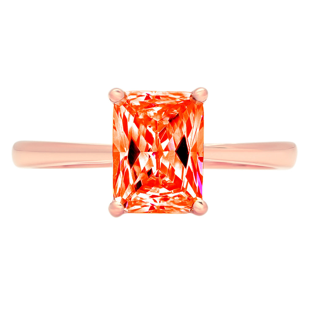 18k Rose Gold Emerald Cut Red Simulated Diamond Ring Size 8.75 X81238