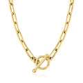 Italian 14kt Yellow Gold Paper Clip Link Toggle Necklace T833