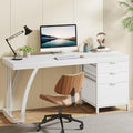 White 59-Inch Computer Desk with 3 Drawers T4067