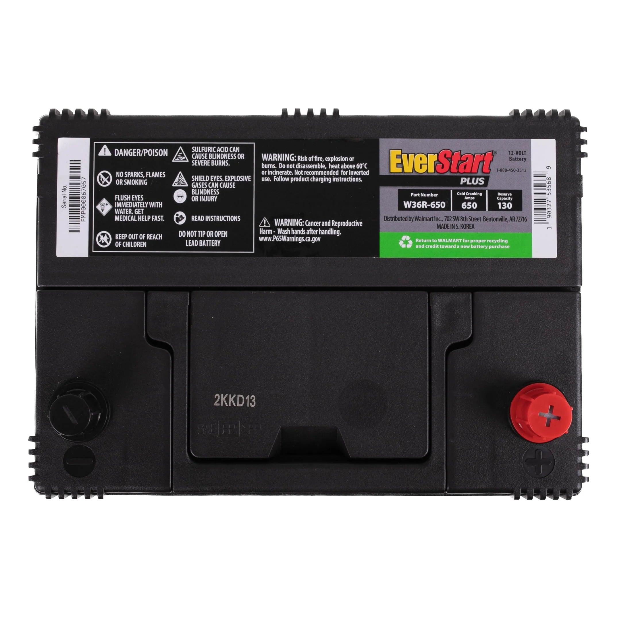 Lead Acid Automotive Battery, Group Size 36R-3 (12 Volt/650 CCA) O826970