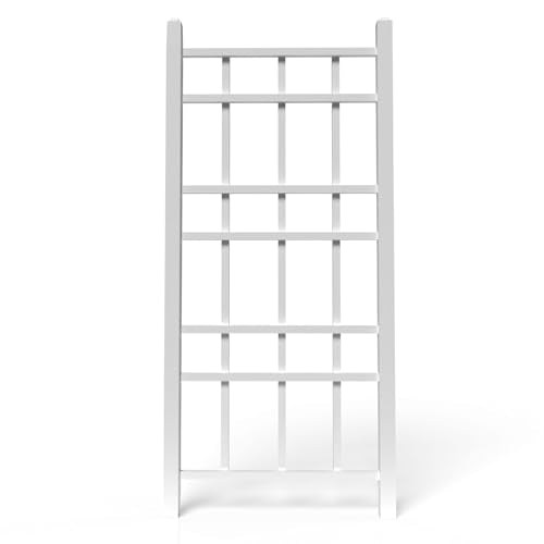 White Heavy Duty PVC Vinyl Outdoor Garden Patio Trellis with Ground Anchors X80844