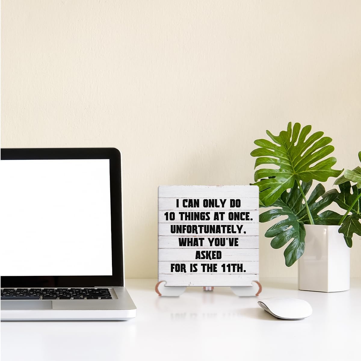 Wood Sign Desk Decor with Wooden Stand G18358