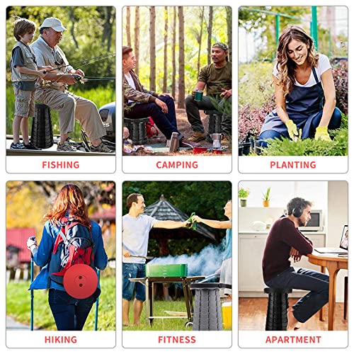 Portable Collapsible Telescoping Stool Lightweight Max Load 400lbs Retractable Folding Stool Black L82636