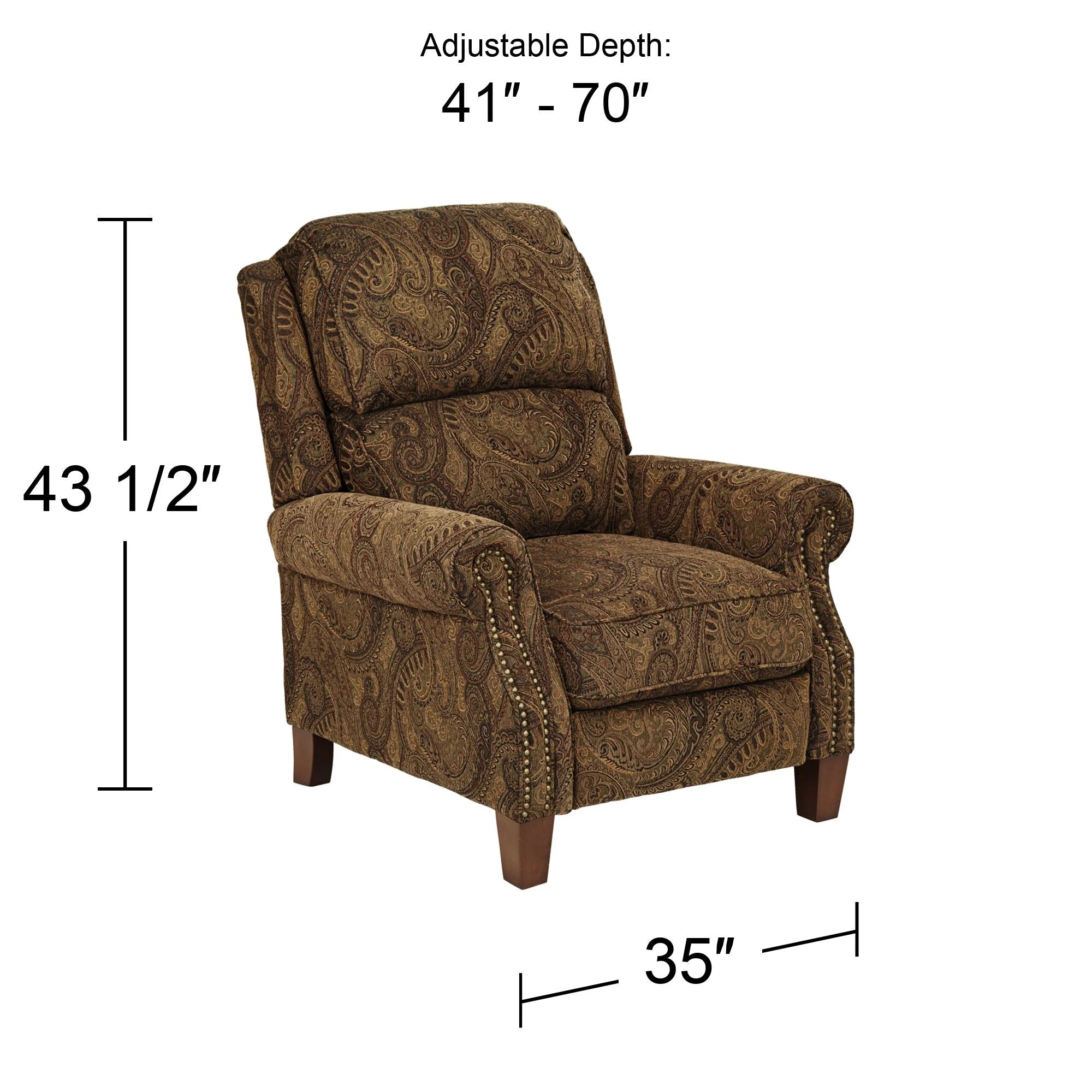 Warm Brown Paisley Patterned Fabric Recliner Chair X94940