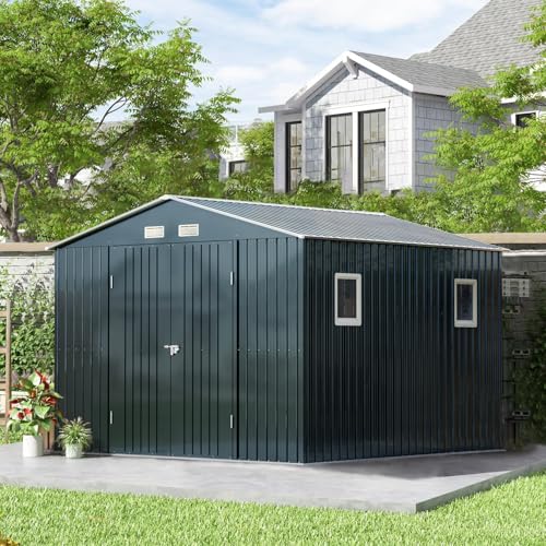 Brown Metal Utility Storage Shed 10 x 12ft V4764