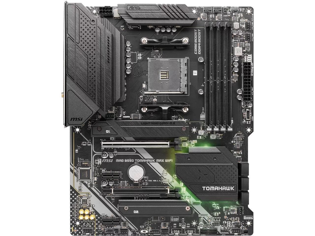 MAG B550 Tomahawk MAX WiFi Gaming Motherboard AMD AM4 DDR4 PCIe 4.0 SATA 6Gb/s M.2 USB 3.2 Gen 2 HDMI DP ATX Wi-Fi 6E AMD Ryzen 5000 Series Processors Factory Refurbished Q472