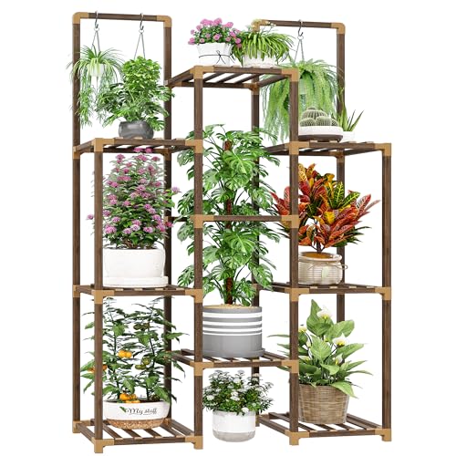 13 Potted Double Rod Wood Plant Stand 56''W*11.6''D*47''H M949322