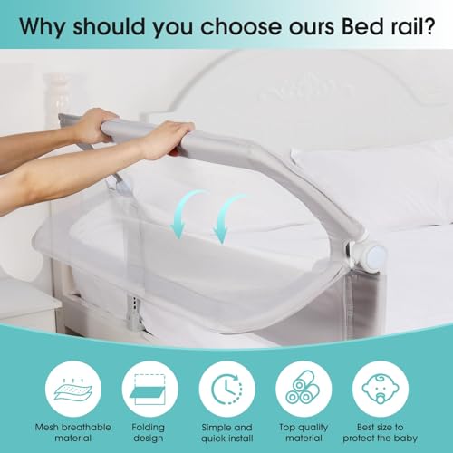 47" Toddler Bed Side Rails for Twin, Full, Queen Bunk Size Bed Swing Down Bedrail A166178