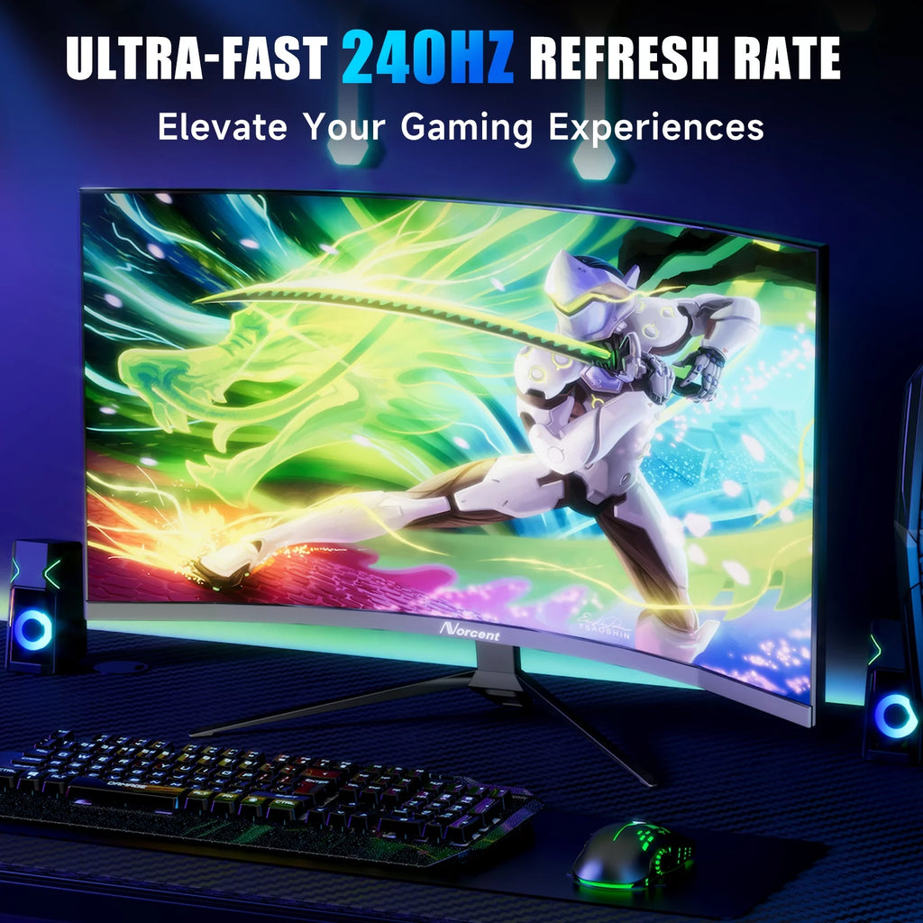 27-inch FHD VA Curved Gaming Monitor, 240Hz Refresh Rate, 1ms DisplayPort, HDMI, DP and Speakers A662