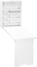 White Wall Mounted Desk with Storage Area T556
