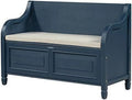 Rustic Entry Bench with Hidden Compartments and Removable Cushion (Antique Navy) K446621