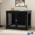 Large Wooden Dog Crate with Cushion and Flip Top, Black G53832